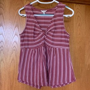 Lucky Brand W’s Striped Twist Knot Tank Top, Red and White, size SMALL